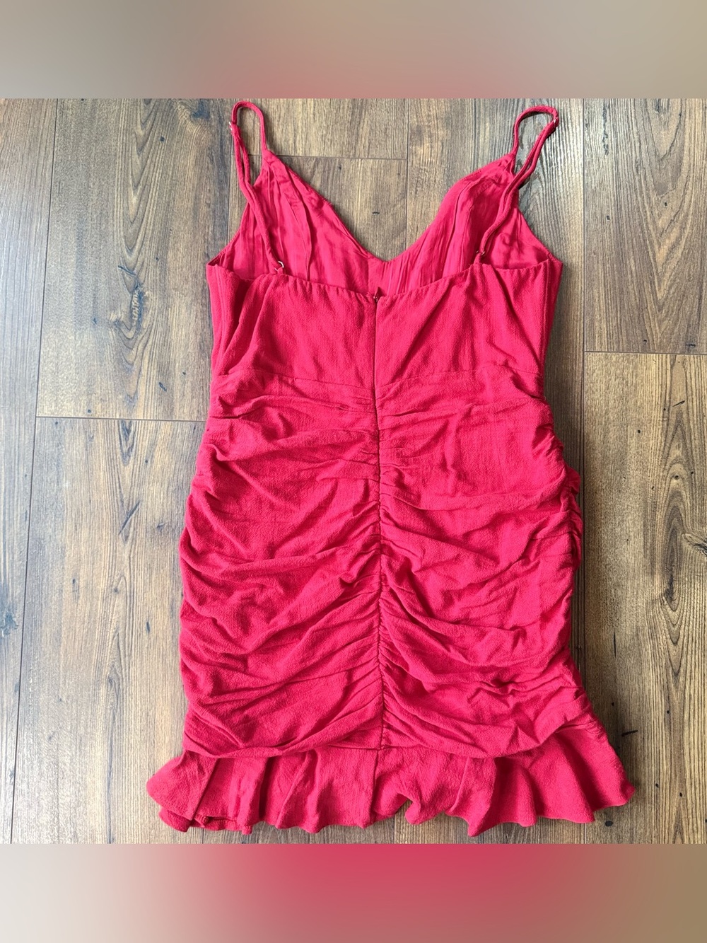 Alice Elle Regal World Mini Dress Red Ruched Ruffle Size 12 - Picture 7 of 9